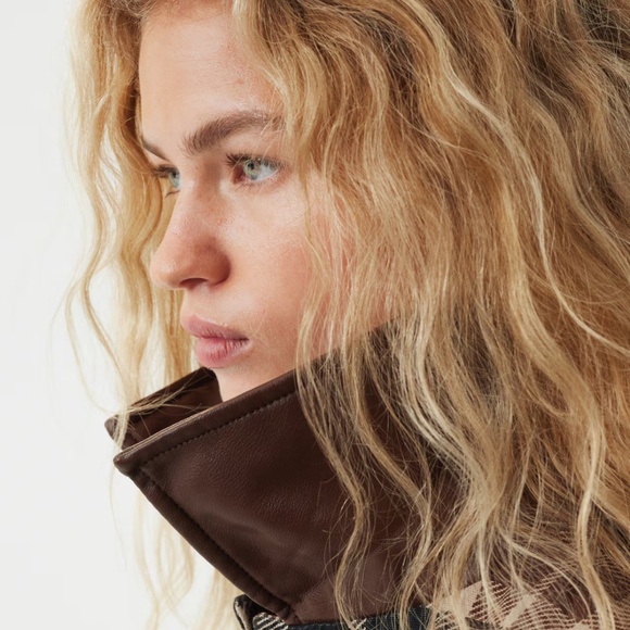 H&M coated collar twill plaid jacket - Picture 5 of 10